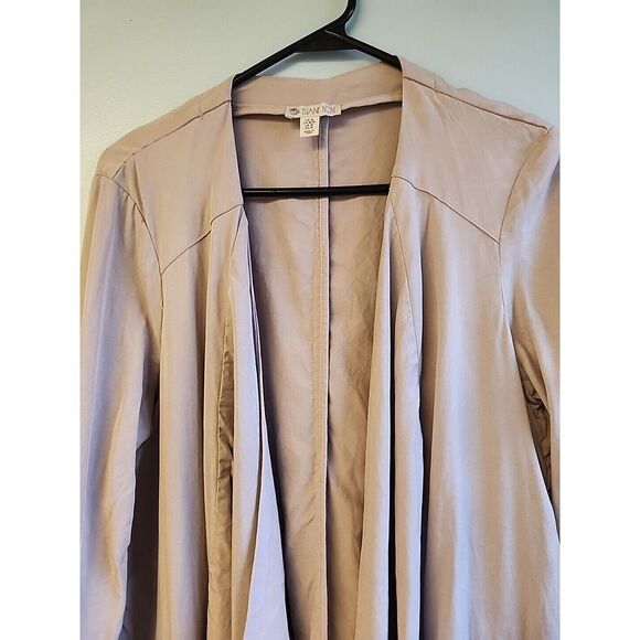 ELAINE ROSE Cardigan Asymmetrical Zip Light Jacket Roll Tab Sleeve Pink Size L - Picture 2 of 8